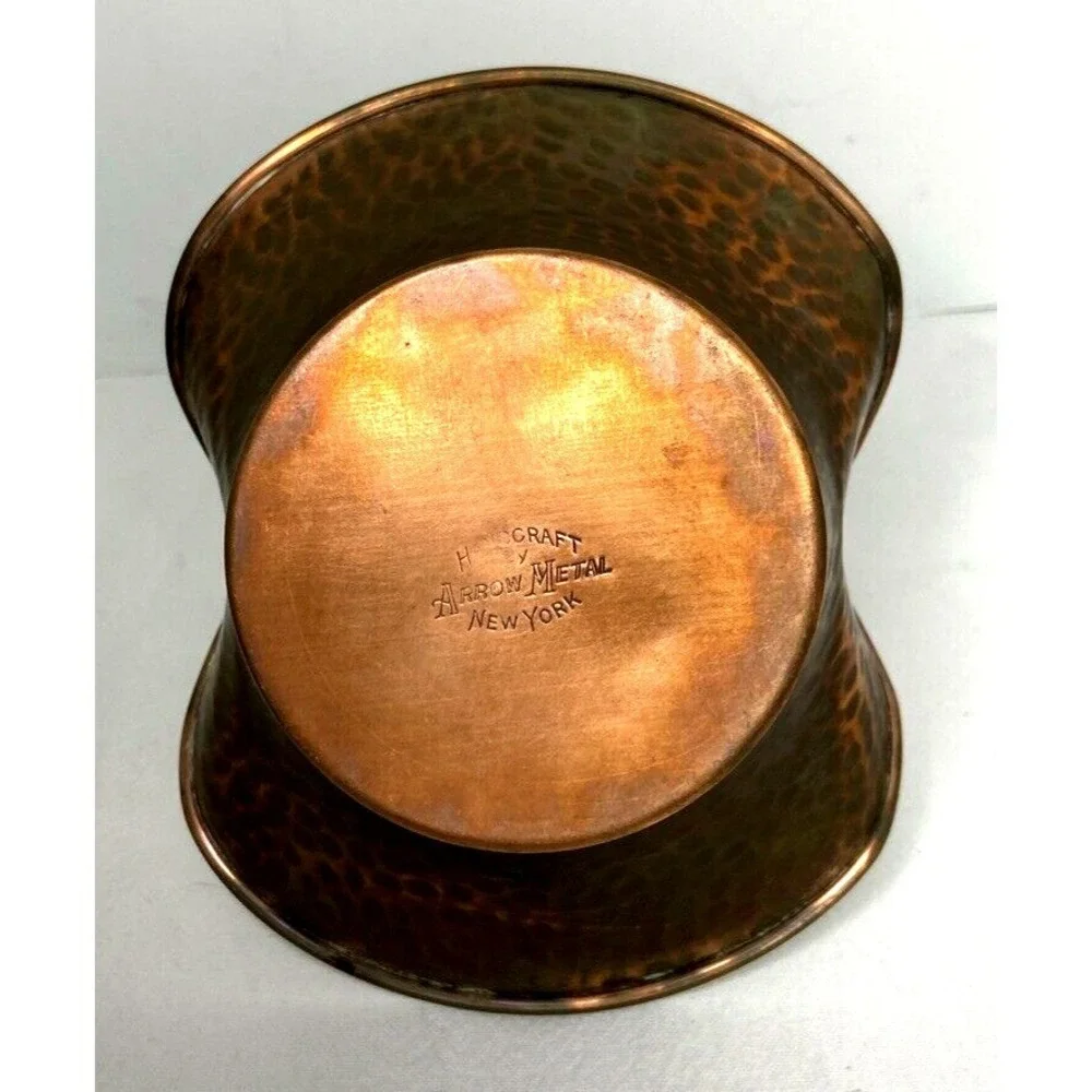 Vtg Arrow Metal New York Hammered Copper Brass‎ Basket Handcrafted USA